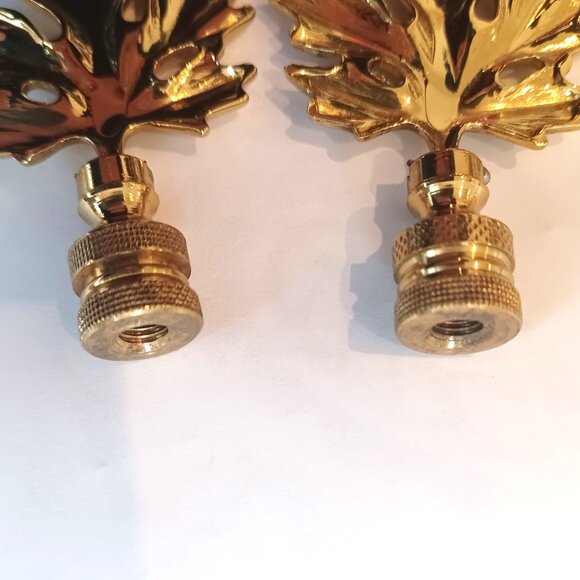 Two Vintage Brass Leaf Finials by Lillian Vernon Never Used Made in Hong Kong - Picture 5 of 5